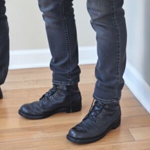 Craddock Terry Combat Grunge Biker Boots Black Leather Punk Emo Mens size 10D